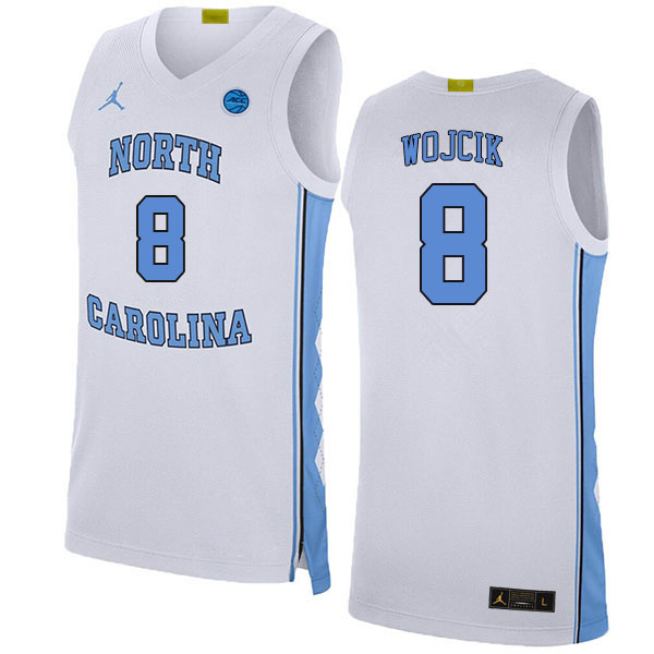 Men #8 Paxson Wojcik North Carolina Tar Heels College Basketball Jerseys Stitched Sale-White - Click Image to Close